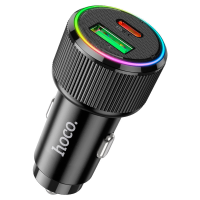АЗУ 12-24V HOCO NZ14A, USB 3.0+USB-C, 3A, PD20W+QC3.0, Black, Box