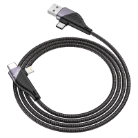 Кабель HOCO U95 4 in 1 USB + Type-C / Iphone + Type-C, 2A, довжина 1.2м, Black, Box