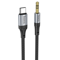 Кабель HOCO UPA26 DC3.5 (тато) => Type-C (тато), круглий в обплетенні, 1м, Black, Box