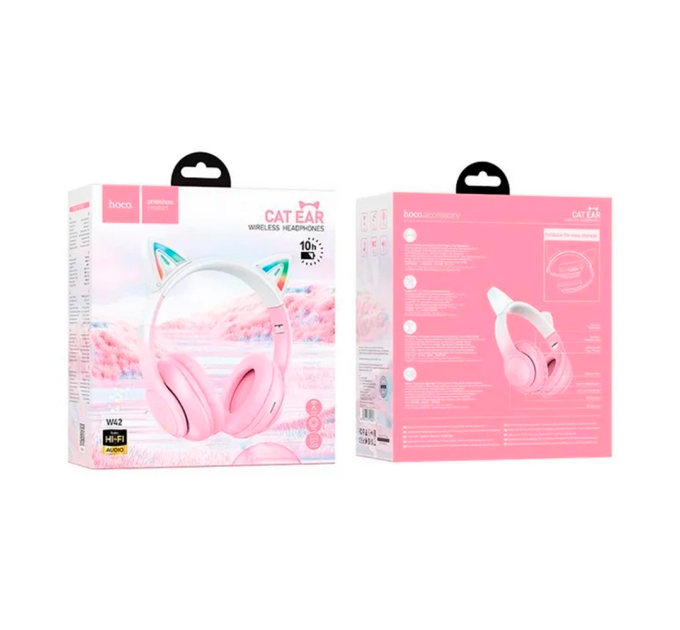 Бездротові навушники Bluetooth HOCO W42, White / Pink, Box