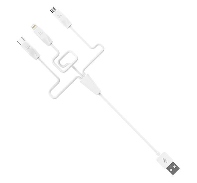 Кабель HOCO X1 USB-1 3 in 1 Micro / Iphone / Type-C, 2A, довжина 1м, White, Box
