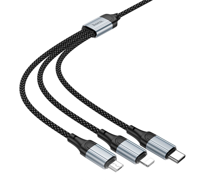 Кабель HOCO X102 USB-1 3 in 1 Micro / Iphone / Type-C, 2A, довжина 1м, Black, Box