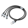 Кабель HOCO X102 USB-1 3 in 1 Micro / Iphone / Type-C, 2A, довжина 1м, Black, Box