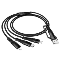 Кабель HOCO X123 USB-1 3 in 1 Micro / Iphone / Type-C, 2A, довжина 1м, Black, Box