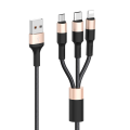 Кабель HOCO X26 USB-1 3 in 1 Micro / Iphone / Type-C, 2A, довжина 1м, Black / Gold, Box