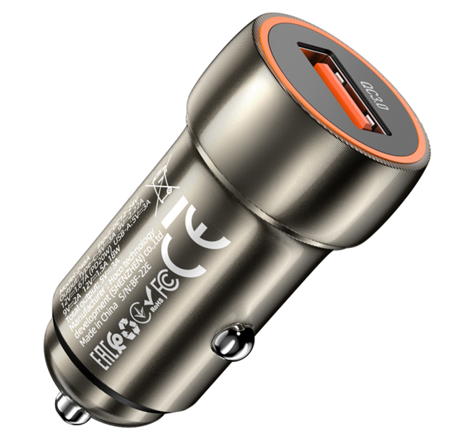 Набір АЗУ 12-24V HOCO Z46 + кабель Type-C, 1xUSB, 18W, кабель 1м, Black, Box