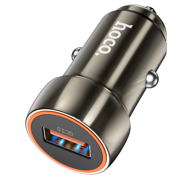 Набір АЗУ 12-24V HOCO Z46 + кабель Type-C, 1xUSB, 18W, кабель 1м, Black, Box