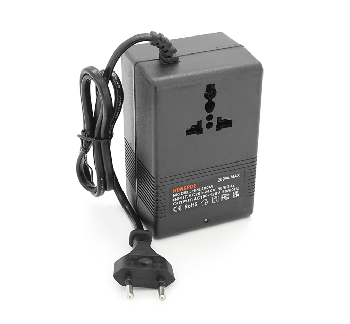 Перетворювач напруги трансформаторний 200W Input 220 V / Output 110V, + універсальна розетка