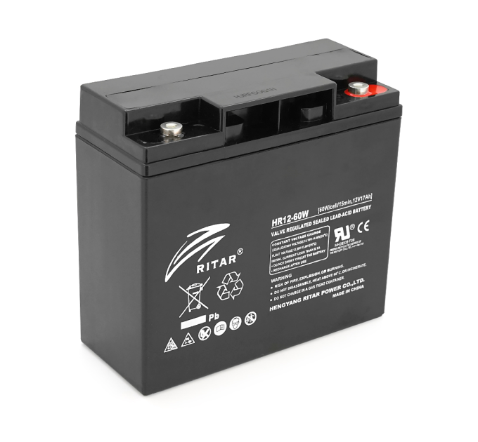 Акумуляторна батарея AGM RITAR HR12-60W, Black Case, 12V 17.0Ah ( 181 х 77 х 167 (167 ) 4.80 kg Q4