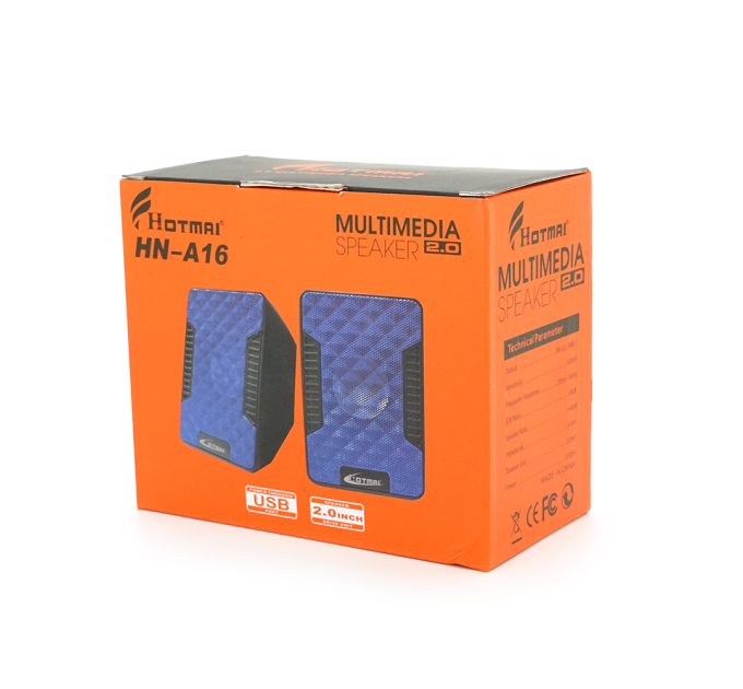 Колонки 2.0 Hotmai A16 USB+3.5mm, 2x3W, 20Hz-18KHz, з регулятором гучності, Black, BOX, Q24