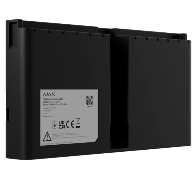 Li-ion батарея Ajax EN54 Internal Battery (24h), що перезаряджається, для EN54 Fire Hub і EN54 Fire ReX, Black