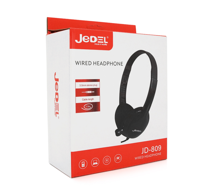 Навушники провідні Jedel JD-809, з мікрофоном, Black, Box