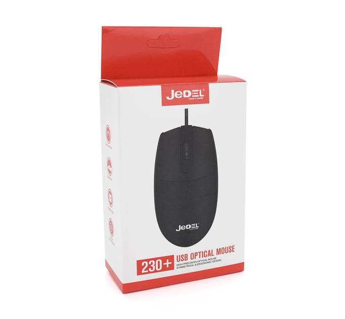 Миша провідна JEDEL W230+, 1000DPI, Black, Box