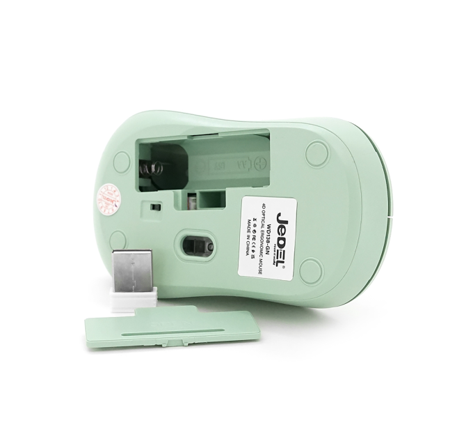 Миша бездротова JEDEL WD138-GN, 800-1600DPI, 2.4GHZ+Bluetooth 5.0, Green, Box