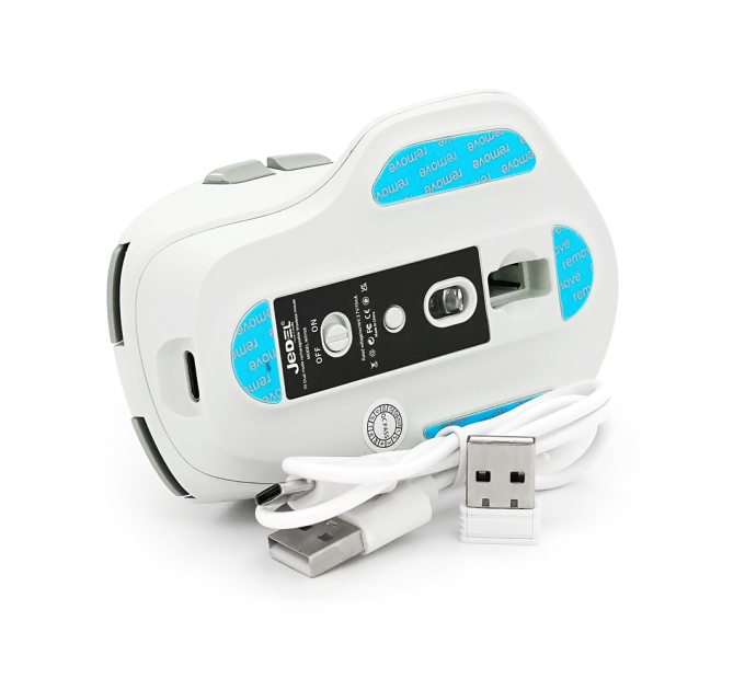 Миша бездротова JEDEL WD155, 1000 / 1600 / 2000DPI, 2.4 GHz+Bluetooth 5.0, 3.7V 500mAh, Type-C заряджання. 109x71x42 мм. 80 г. Green, Box