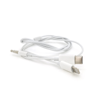 Кабель-перехідник JH-CM32 Jack 3.5mm(M) => Lighting(M)+Type-C(M), 1м, White, Box