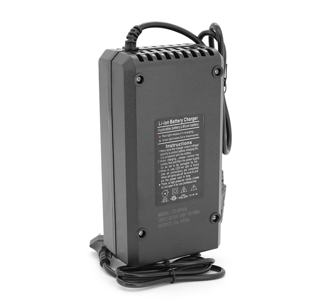 Зарядний пристрій Jinyi для акумуляторів Li-ion 48V6A(54,6V),13S,штекер Triangle plug (T-tipe / IEC / C13 N+L-),з індикацією,BOX