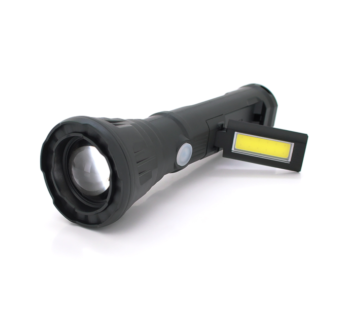 Ліхтарик ручний LATERNA JPL-2182A, 5W CREE Q5+COB, Zoom, 2+1 режим, вбудований акумулятор, IP40, 200х65х40. Blister