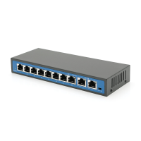 Комутатор POE 48V з 8 портами POE 100Мбіт + 2 порт Ethernet (UP-Link) 100Мбіт, корпус - метал, Black, БП в комплекті, Q18