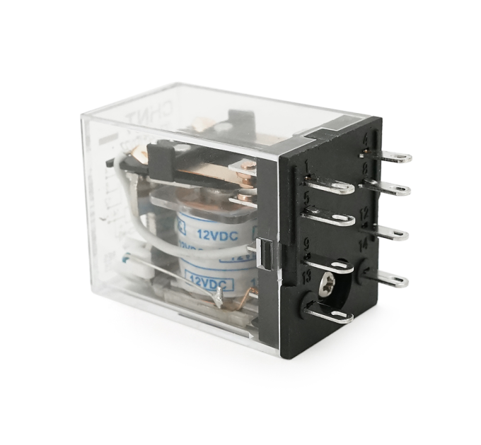 Реле електромагнітне CHINT JZX-22F(D) / 2Z, DC12V, контактна група 2CO+2NO, (0,9~1,2) Вт, номінальний струм 5А, котушка 160×(1±10%)Ом, 27,5*21,5*35,5мм