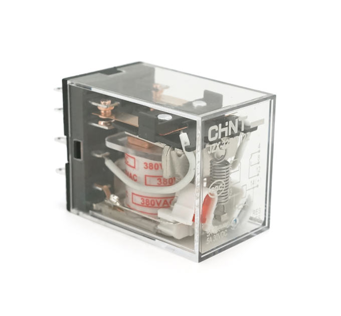 Реле електромагнітне CHINT JZX-22F(D) / 2Z, AC380V, контактна група 2CO+2NO, (1,8~2) VA , номінальний струм 5А, котушка 39000×(1±10%)Ом, 27,5*21,5*35,5мм