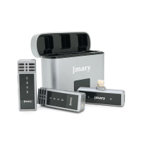 Петличний бездротовий мікрофон Jmary MW-15 (2шт)+ кейс, роз'єм Lighting, вбудований акумулятор 70 mAh, Silver, Box