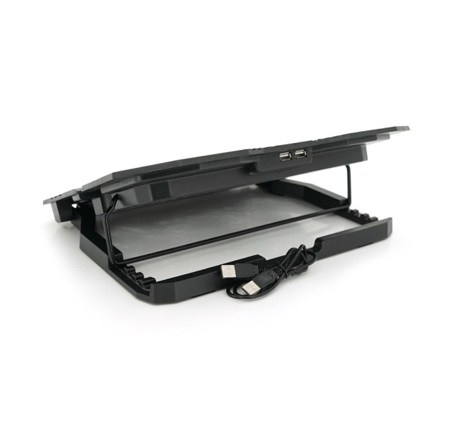 Підставка для ноутбука IceCoorel K8, 10-17", 6*70mm 1800 RPM±10%, корпус пластик+алюміній, 2xUSB2.0 + LCD, 365*297*30mm, Black, Box, Q18