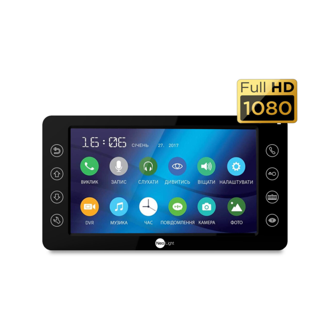 7ми дюймовий Full HD відеодомофон з пам'яттю NeoLight KAPPA + HD чорний