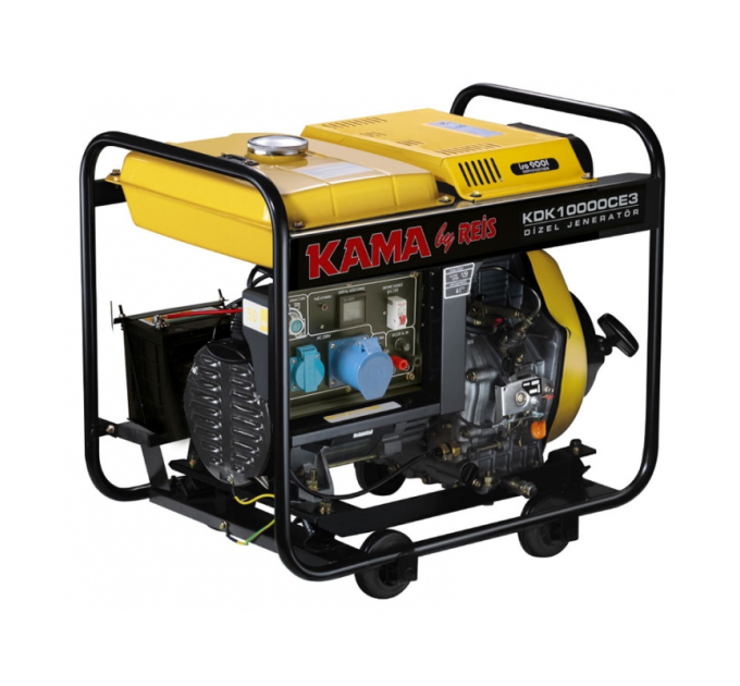 Генератор дизельний KDK10000CE3, 3-фазний 220 / 400V, 50Hz, 9.4kVA / 7.5kW, бак 12.5 л, витрата 2 л / год, пуск: ручний / стартер (без АКБ), 700х510х620 мм, 124 кг