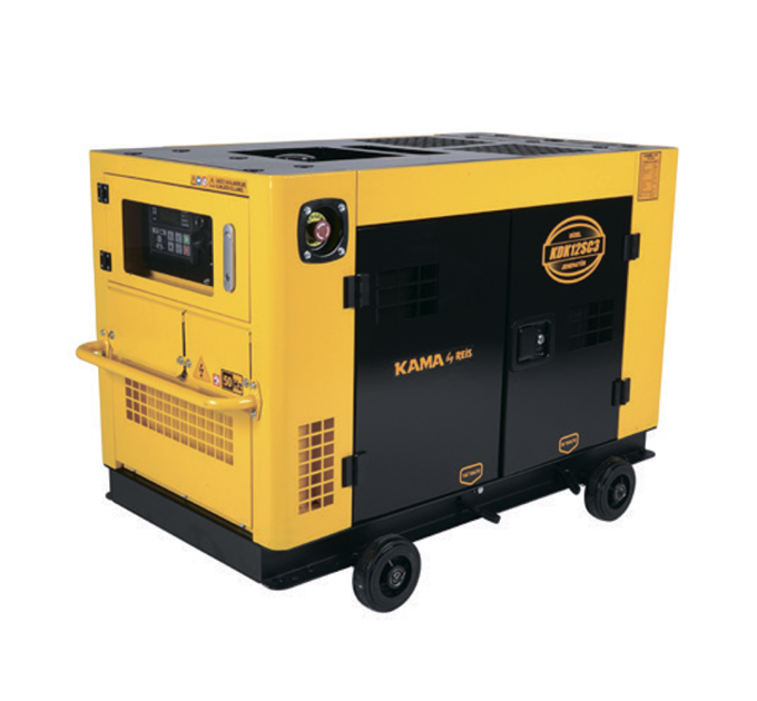 Генератор дизельний KDK12SCA3, 3-фазний 220 / 400V, 50Hz, 12kVA / 10kW, бак 26л, витрата 3 л / год, пуск: стартер (без АКБ), водяне охолодження, 1100х660х780 мм, 310 кг