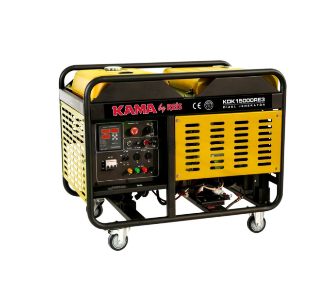Генератор дизельний KDK15000RE3, 3-фазний 220 / 400V, 50Hz, 15kVA / 12kW, бак 34л, витрата 3.3 л / год, пуск: стартер (без АКБ), 960х660х760 мм, 230 кг