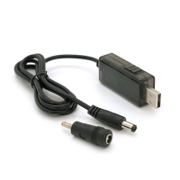 Кабель для роутера 5.5 / 2.5mm(M)=> USB2.0 (Out:12V / 9V)+перехідник 5.5 / 2.5mm(F)=> 3.5*2.0(M), 1м, Black, OEM