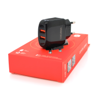 СЗУ KAKUSIGA KSC-674 QISHENG, AC100-240V, 2хUSB-A. DC 5V / 2.4A, Black, Box