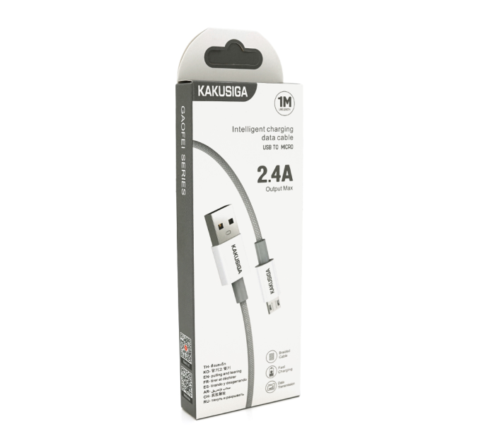 Кабель iKAKU KSC-723 GAOFEI smart charging cable for micro, Gray, довжина 1м, 2.4A, BOX