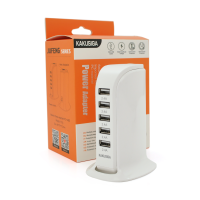 СЗУ AC100-240V iKAKU KSC-741 Jufeng Series Desktop, 5xUSB, Output: DC5V / 2.4A (12W), White, Box