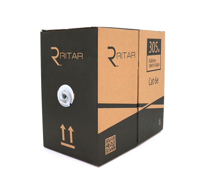 Кабель КВПЕ FTP-cat.6 (4 * 2 * 0.54), Ritar, (CU), для внутр. робіт, 305м, White, Corton BOX, Q2