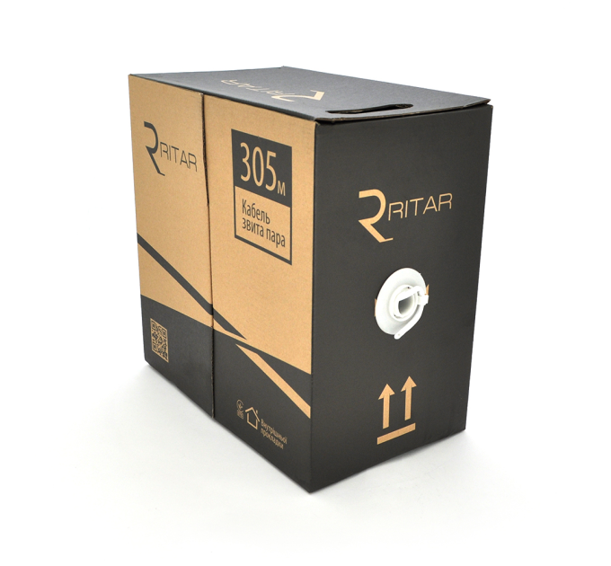 Кабель КВП UTP-cat.6 (4 * 2 * 0.54), Ritar, (CU), для внутр. робіт, 305м, GREY, Corton BOX, Q2