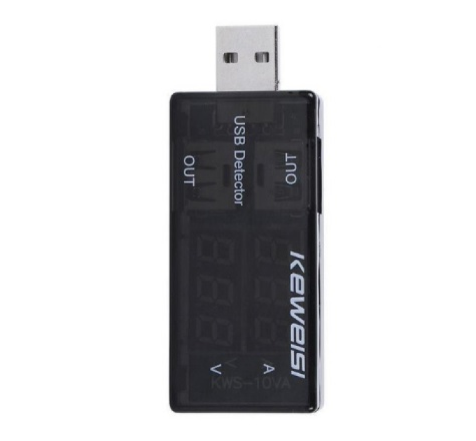 USB тестер Keweisi KWS-10VA напруги (3-8V) і струму (0-3A), Black