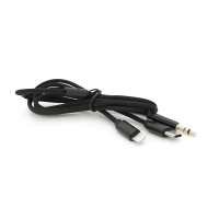 Перехідник KIN KY-233 Jack 3.5mm(M)=>Type-C(M) +Lighting(M), 110см, Black, Box