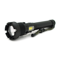 Ліхтар ручний Voltronic XHP90, 1LED XHP90, 45W, бічний світлодіод, 7 режими, ZOOM, 2х18650 / 6200mah, Black, IP40, кабель USB-Type-С, 260х60х35мм, BOX