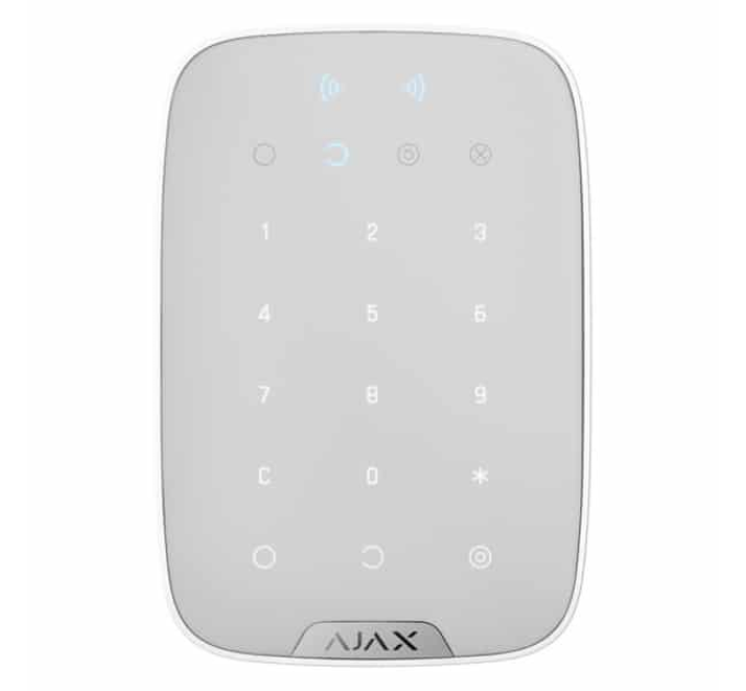 Бездротова сенсорна клавіатура з RFID-зчитувачем та підтримкою Bluetooth Ajax KeyPad Plus white