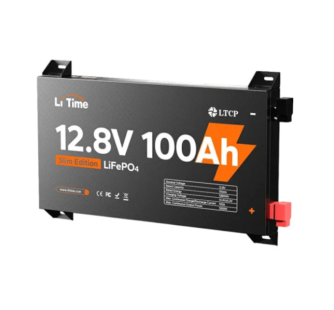 Аккумуляторная батарея LiFePO4 Li-TIME 12.8V 100Ач 1280Wh, BMS 100A, METAL CASE, до 6000 циклів
