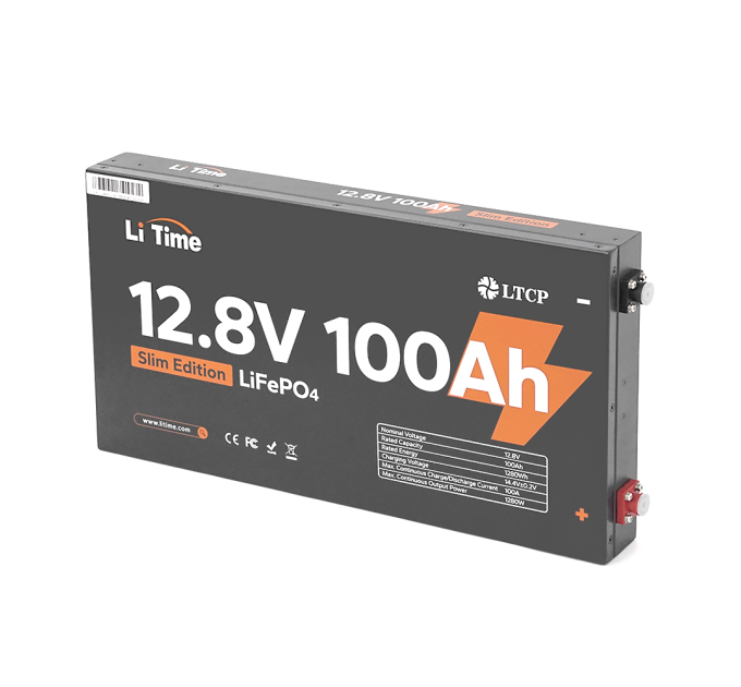 Аккумуляторная батарея LiFePO4 Li-TIME 12.8V 100Ач 1280Wh, BMS 100A, METAL CASE, до 6000 циклів