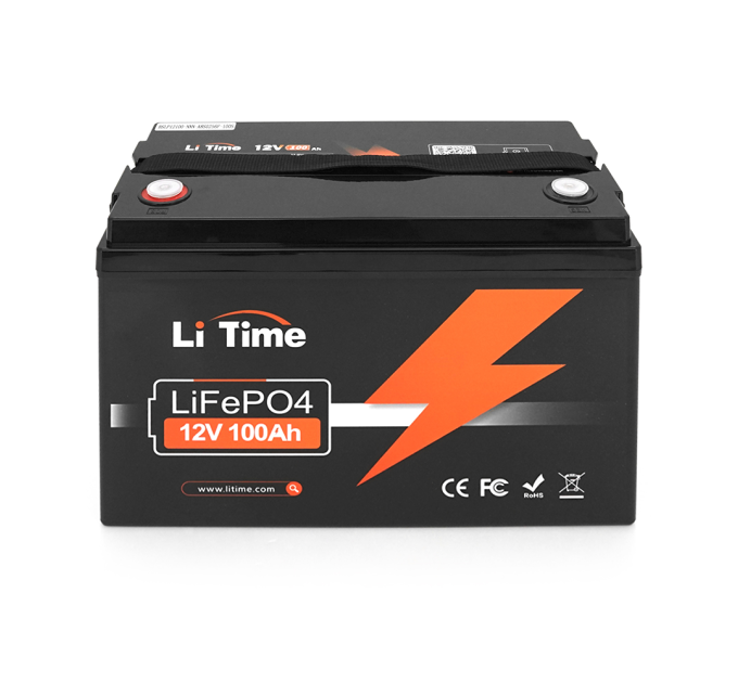 Аккумуляторная батарея LiFePO4 Li-TIME 12.8V 100Ач 1280Wh,(100 / 100A), BASIC, M8, до 6000 циклів, 329*172*214mm