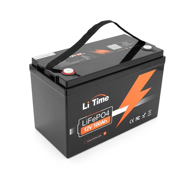 Аккумуляторная батарея LiFePO4 Li-TIME 12.8V 100Ач 1280Wh,(100 / 100A), BASIC, M8, до 6000 циклів, 329*172*214mm