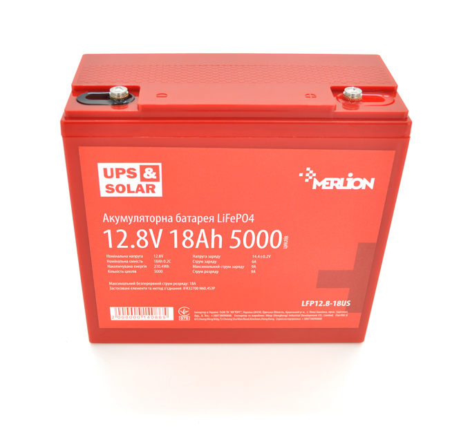 Літій-залізо-фосфатний акумулятор Merlion LiFePO4 12.8V 18AH (4S3P / BMS-20A), (179x75x167) for UPS, до 5000 циклів, Q6