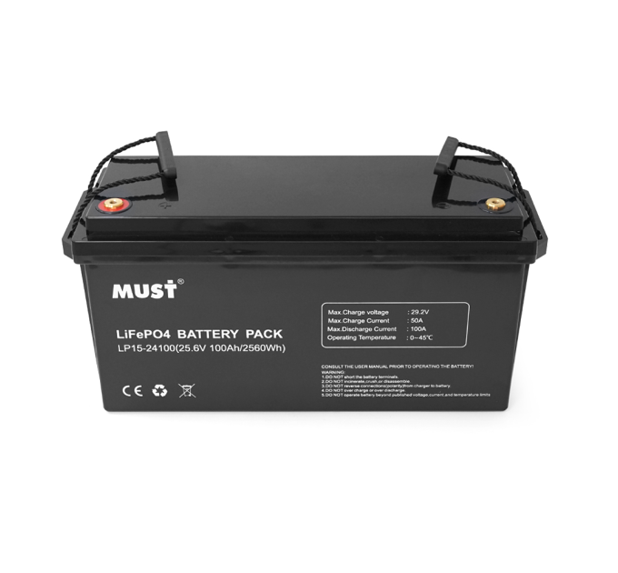 Акумуляторна батарея Must LiFePO4 LP15-24100 25.6V 100Ah, 2,56kWh, BMS50A@4S, 6000 cycles, 522x240x218, 23kg