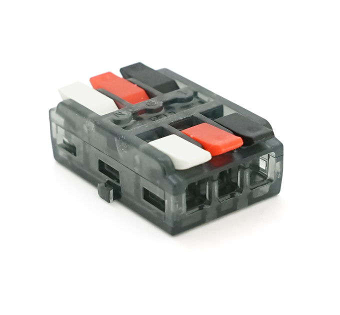 Клема з натискними затискачами 3-провідна LT-3, 3-pin, 250V, 32A, 0.5-2.5mm2, 19*30*11mm, сіра