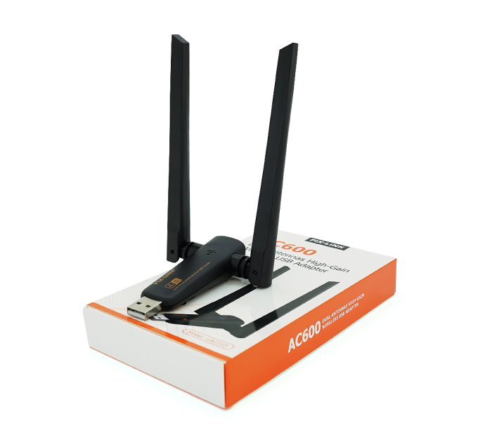 Бездротовий мережний адаптер Wi-Fi-USB Merlion LV-UAC21, RTL8811CU, з 2-ма антенами 10см, 802.11 a / b / g / n, 600MB, 2.4 GHz, Blister Q50