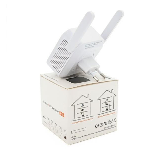Підсилювач WiFi сигналу з 2-ма вбудованими антенами LV-WR35, живлення 220V, 300Mbps, IEEE 802.11b / g / n, 2.4-2.4835GHz, BOX
